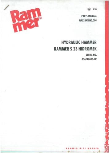 Rammer Hydraulic Hammer - Rammer S 23 Hidromek Parts Manual