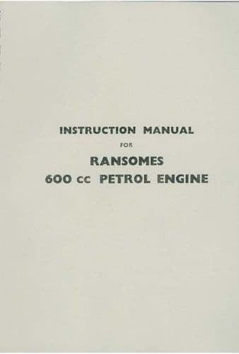 Ransomes 600cc Petrol Engine Operators Manual