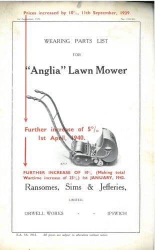 Ransomes Anglia Lawn Mower Parts Manual