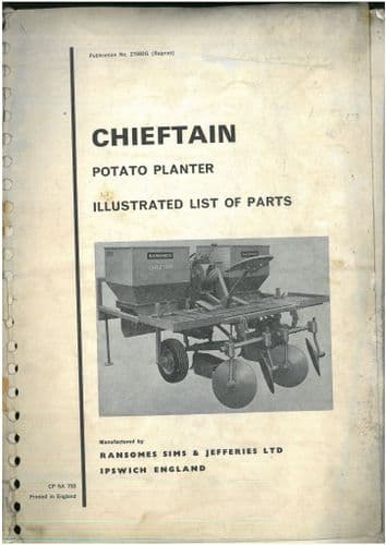 Ransomes Chieftain Potato Planter Parts Manual