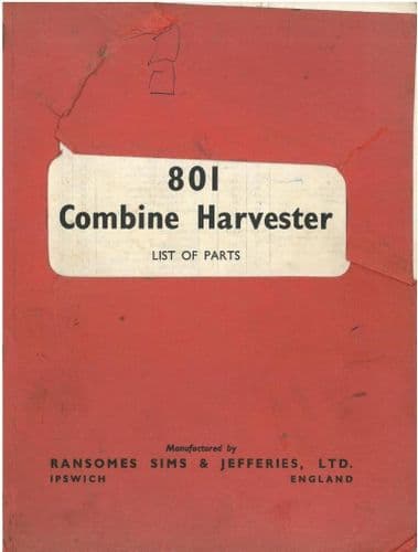Ransomes Combine 801 Parts Manual