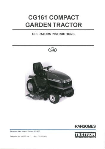 Ransomes Compact Garden Tractor CG161 Operators Manual