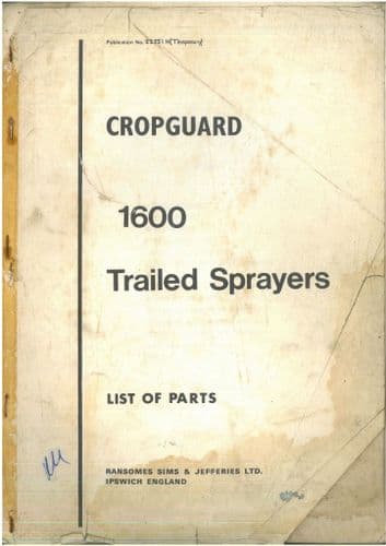 Ransomes Cropguard Trailed Sprayer 1600 Parts Manual