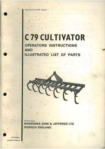 Ransomes Cultivator C79 Operators Manual with Parts List
