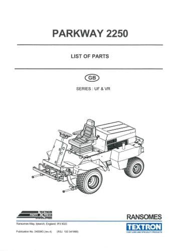 Ransomes Cylinder Mower Parkway 2250 UF VR Parts Manual