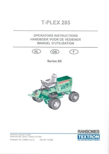 Ransomes Cylinder Mower T Plex 285 Operators Manual