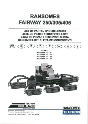 Ransomes Fairway 250 305 405 Parts Manual