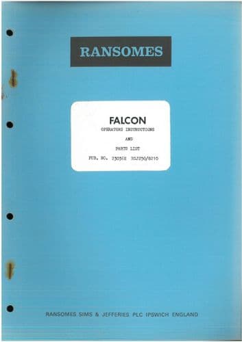Ransomes Falcon Mounted Sprayer - Models 400 & 550 Operators Manual & Parts List