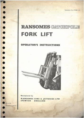 Ransomes Fork Lift Catchpole  Operators & Parts Manual