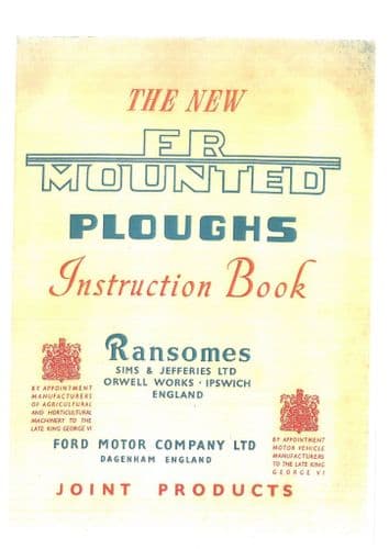 Ransomes FR Mounted Plough  2 & 3 Furrow Operators Manual
