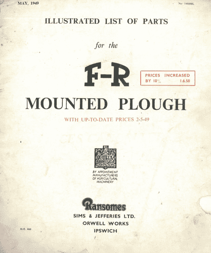 Ransomes FR Mounted Ploughs  Parts List Manual