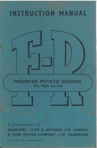 Ransomes FR Mounted Potato Digger - PD4 PD4A & PD5 - Operators Manual