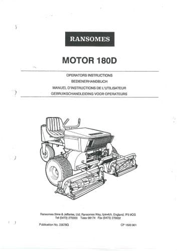 Ransomes Grass Cutting Machine Motor 180D Operators Manual