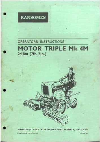 Ransomes Grass Cutting Machine Motor Triple MK 4M Operators Manual