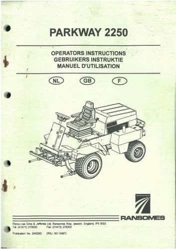 Ransomes Grass Cutting Machine Parkway 2250 Operators Manual