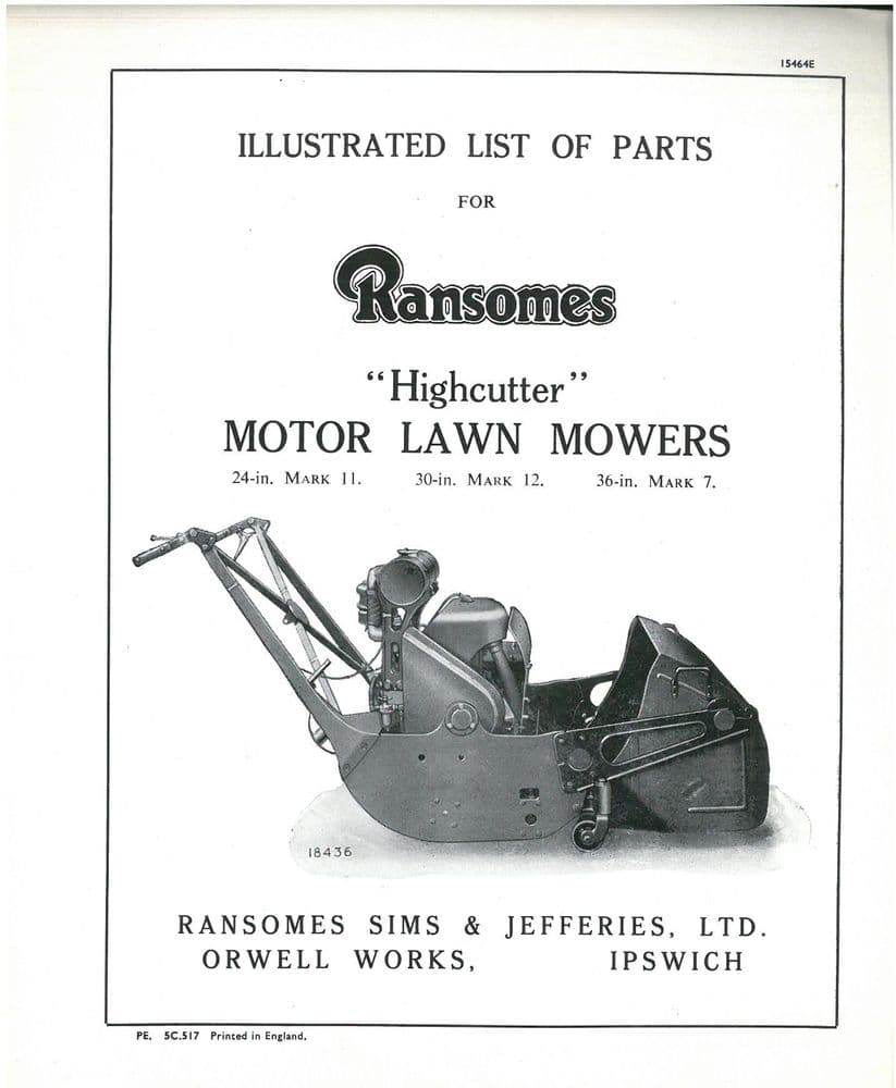 Ransomes Highcutter Motor Lawn Mower 24" Mk 11 30" Mk 12 36" Mk 7 Parts