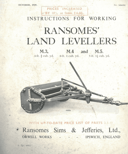 Ransomes Land Levellers M.3 M.4 M.5 Operators Manual
