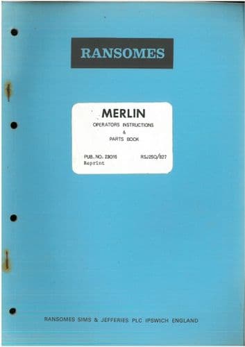 Ransomes Merlin Sprayers - Models 200 300 & 400 Operators & Parts Manual