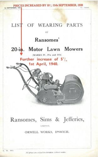 Ransomes Motor Lawn Mower 20" Mark 4 4a 4b Mk IV IVa IVb Parts Manual