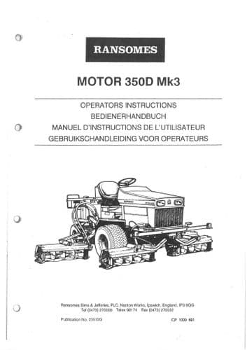 Ransomes Motor Mower 350D Mk3 Operators Manual