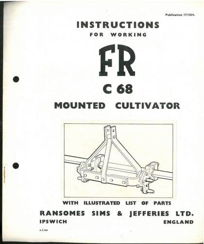 Ransomes Mounted Cultivator C68 Operators Manual - C 68