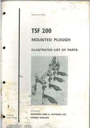 Ransomes Mounted Plough TSF200 Parts Manual