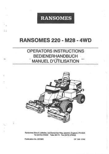 Ransomes Mower 220 M28 4WD Operators Manual