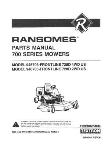 Ransomes  Mower 700 Series - Model 946703 946705 Frontline Parts Manual