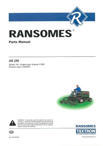 Ransomes Mower AR250 Parts Manual - AR 250