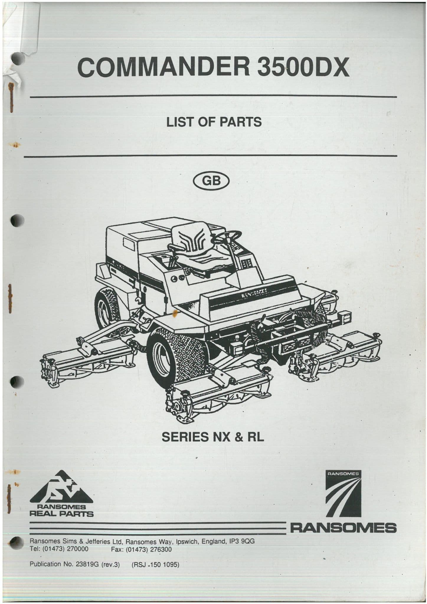 Ransomes Mower Commander 3500DX Parts Manual