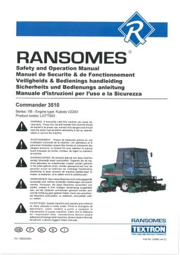 Ransomes Mower Commander 3510 Operators Manual