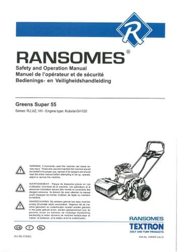 Ransomes Mower Greens Super 55 Operators Manual
