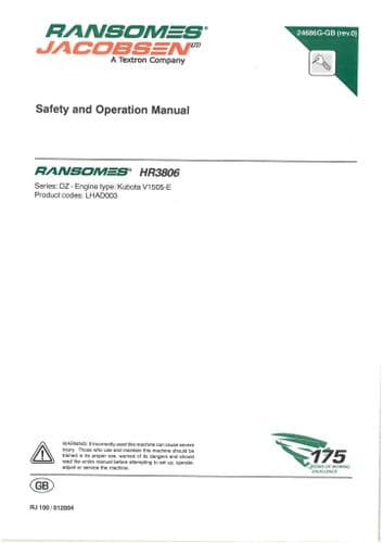 Ransomes Mower HR3806 Operators Manual - HR 3806