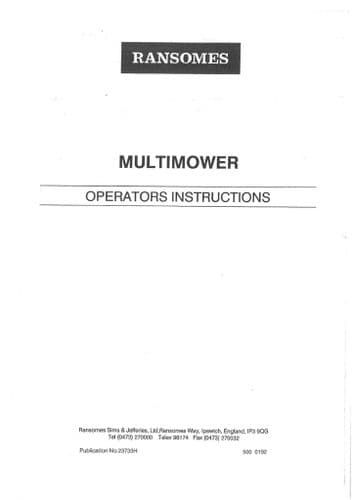 Ransomes Multimower MK3M Operators Manual