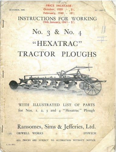 Ransomes No. 3 & 4 Hexatrac Plough Operator & Parts Manual