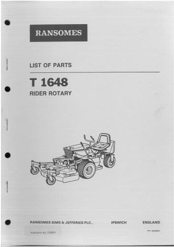 Ransomes Rider Rotary T 1648 Parts Manual - T1648