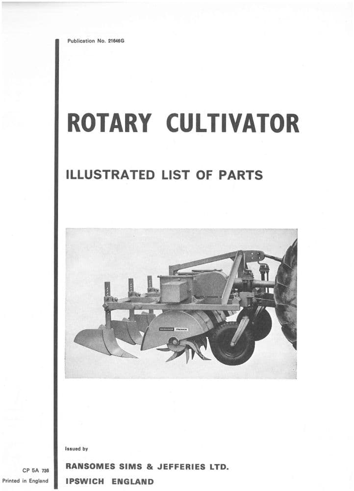 Ransomes Rotary Cultivator Parts Manual