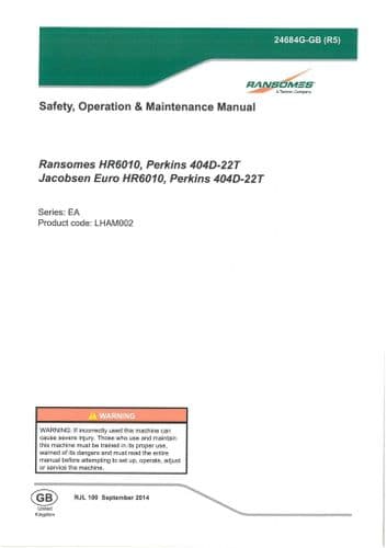 Ransomes Rotary Mower HR6010 Operators Manual - HR 6010