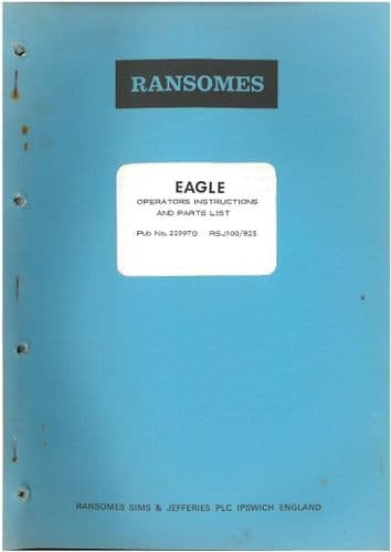 Ransomes Sprayer - Eagle Operators Manual with Parts List