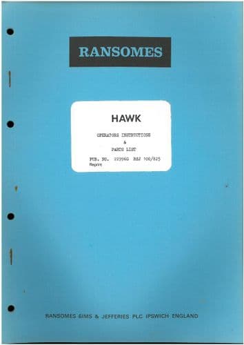 Ransomes Sprayer - Hawk Operators Manual with Parts List