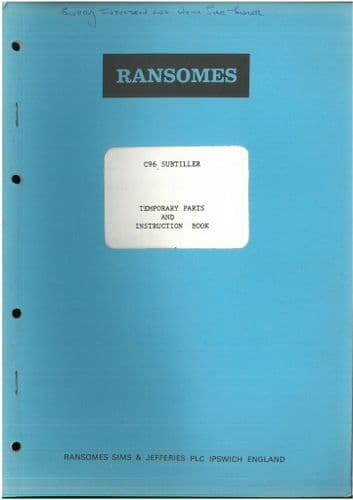 Ransomes Subtiller C96 Operators & Parts Manual