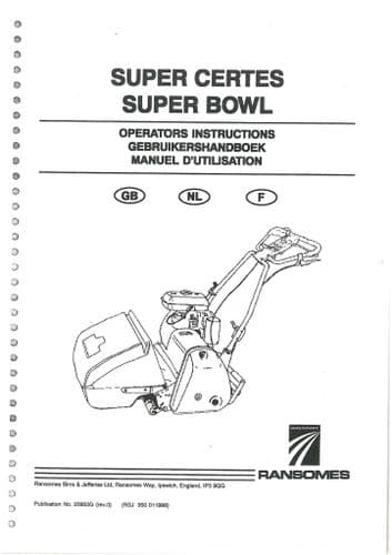 Ransomes Super Certes Motor Mower Lawnmower Super Bowl Operators Manual with Parts List