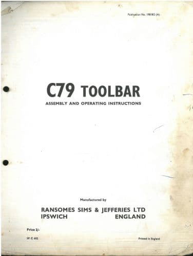 Ransomes Toolbar C79 Operators Manual & Parts List