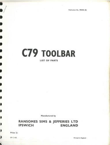 Ransomes Toolbar C79 Parts Manual