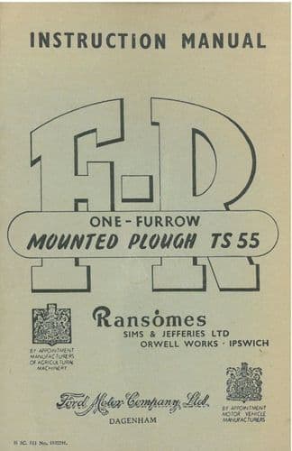 Ransomes TS55 FR One Furrow Mounted Plough Instruction Manual