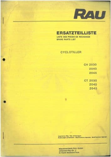 Rau Cyclotiller CH2030 CH2040 CH2045 CT2030 CT2040 CT2045  Parts Manual