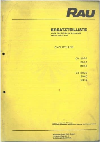 Rau Cyclotiller CH2030 CH2040 CH2045 CT2030 CT2040 CT2045  Parts Manual