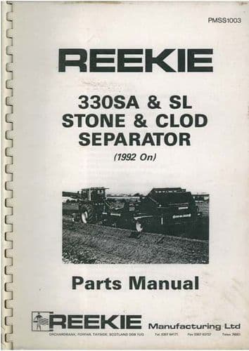 Reekie Stone & Clod Separator 330SA & SL Parts Manual