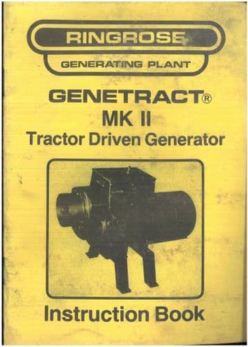 Ringrose Tractor Driven Generator Genetract MkII Operators Manual