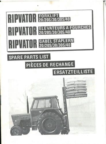 Ripvator Forklift 20, 20S, 30, 30S, 40 Parts Manual
